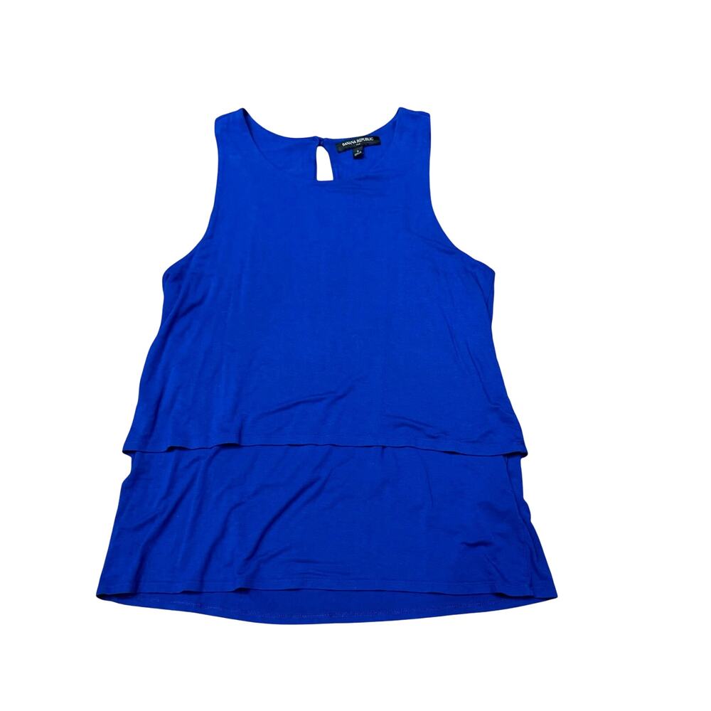 Banana Republic Tiered Sleeveless Tank Top blouse Womens Small Blue Professional